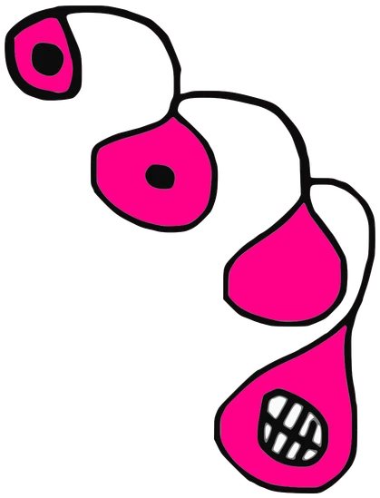 Mistletoe, Tata #0725: a pink Darwinism Tata, hand-drawn by Marcelo and Noel Morera (Tata 1000 Faces)
