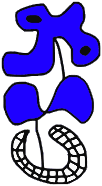 Watter D, Tata #0728: a blue Amoeba Tata, hand-drawn by Marcelo and Noel Morera (Tata 1000 Faces)