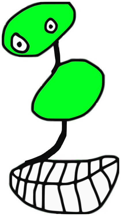 M ǝʞuoW, Tata #0729: a green Amoeba Tata, hand-drawn by Marcelo and Noel Morera (Tata 1000 Faces)
