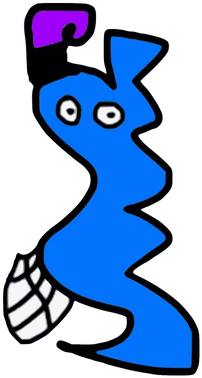 Figaru, Tata #0734: a blue and purple Latinx Tata, hand-drawn by Marcelo and Noel Morera (Tata 1000 Faces)