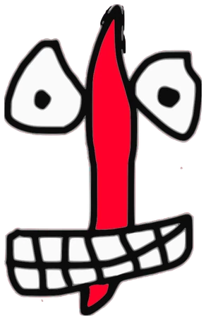 Ky-Mak, Tata #0737: a red Amoeba Tata, hand-drawn by Marcelo and Noel Morera (Tata 1000 Faces)