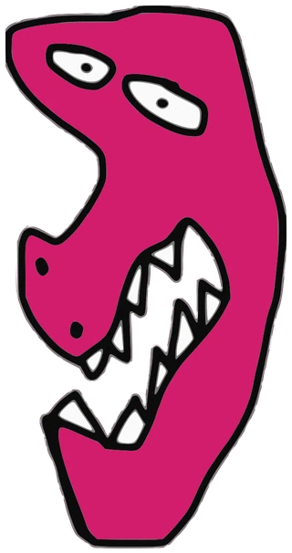 La Dragona, Tata #0738: a pink Amoeba Tata, hand-drawn by Marcelo and Noel Morera (Tata 1000 Faces)