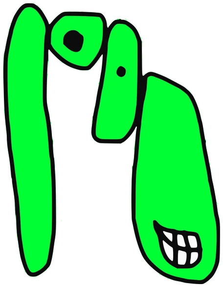 Mandingo, Tata #0739: a green Amoeba Tata, hand-drawn by Marcelo and Noel Morera (Tata 1000 Faces)