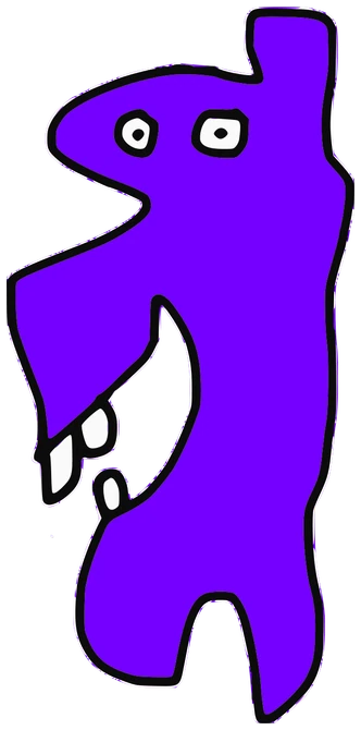 Drastik, Tata #0740: a purple Amoeba Tata, hand-drawn by Marcelo and Noel Morera (Tata 1000 Faces)