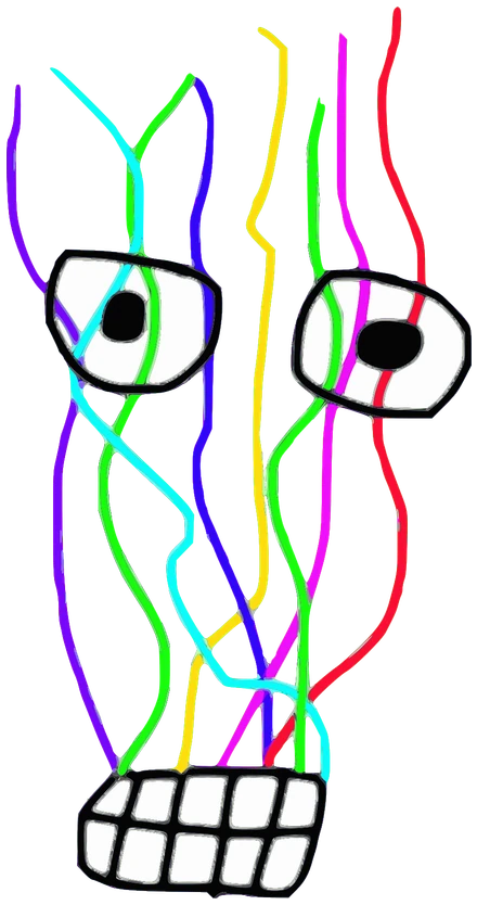 Spaghhet, Tata #0741: a multicolored Darwinism Tata, hand-drawn by Marcelo and Noel Morera (Tata 1000 Faces)