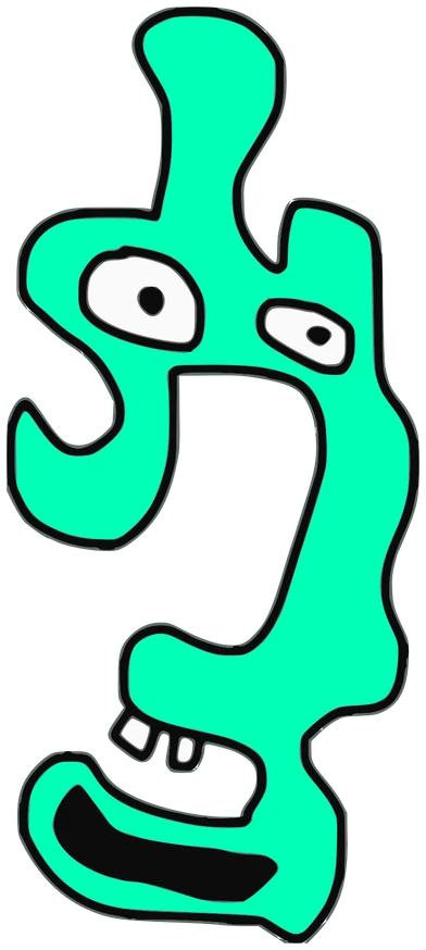 ///, Tata #0742: a aqua Amoeba Tata, hand-drawn by Marcelo and Noel Morera (Tata 1000 Faces)