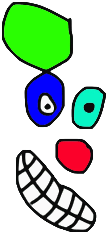 Clowny, Tata #0746: a multicolor Clown Tata, hand-drawn by Marcelo and Noel Morera (Tata 1000 Faces)