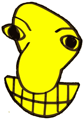 Thorr, Tata #0750: a yellow Amoeba Tata, hand-drawn by Marcelo and Noel Morera (Tata 1000 Faces)