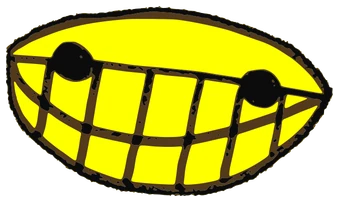 Cr. Dr, Tata #0754: a yellow Amoeba Tata, hand-drawn by Marcelo and Noel Morera (Tata 1000 Faces)