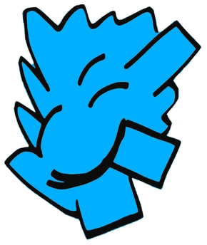 Sample con Bicho, Tata #0759: a blue Latinx Tata, hand-drawn by Marcelo and Noel Morera (Tata 1000 Faces)