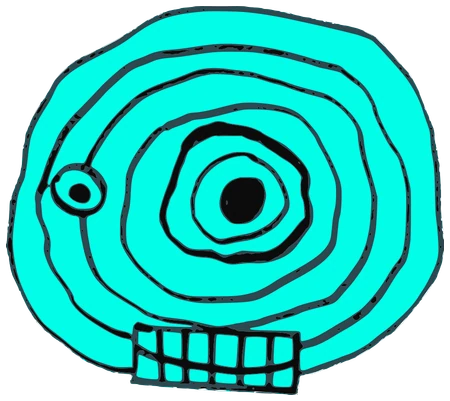 Portal, Tata #0762: a cyan Star Tata, hand-drawn by Marcelo and Noel Morera (Tata 1000 Faces)