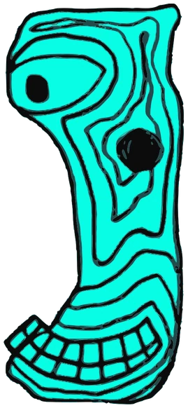Oceanic, Tata #0763: a cyan Other Tata, hand-drawn by Marcelo and Noel Morera (Tata 1000 Faces)