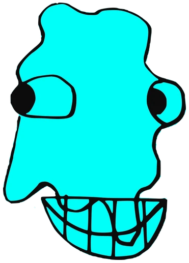 Acese, Tata #0767: a cyan Amoeba Tata, hand-drawn by Marcelo and Noel Morera (Tata 1000 Faces)