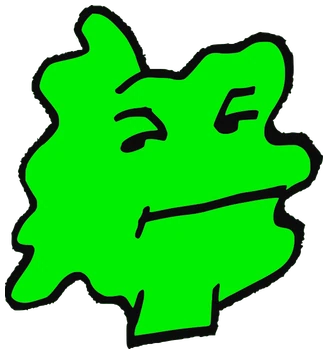 Fijjj, Tata #0774: a green Amoeba Tata, hand-drawn by Marcelo and Noel Morera (Tata 1000 Faces)