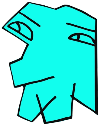 777, Tata #0777: a cyan Tareco Tata, hand-drawn by Marcelo and Noel Morera (Tata 1000 Faces)