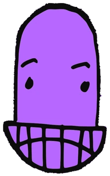 Trop, Tata #0779: a purple Amoeba Tata, hand-drawn by Marcelo and Noel Morera (Tata 1000 Faces)