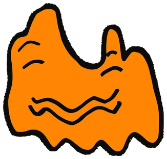 ModeMi, Tata #0785: a orange Amoeba Tata, hand-drawn by Marcelo and Noel Morera (Tata 1000 Faces)