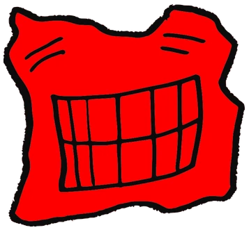 HoooH, Tata #0791: a red Amoeba Tata, hand-drawn by Marcelo and Noel Morera (Tata 1000 Faces)