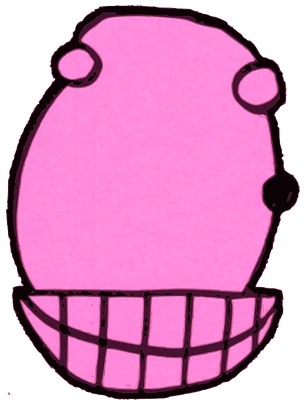 Ber Pelcan, Tata #0792: a pink Amoeba Tata, hand-drawn by Marcelo and Noel Morera (Tata 1000 Faces)
