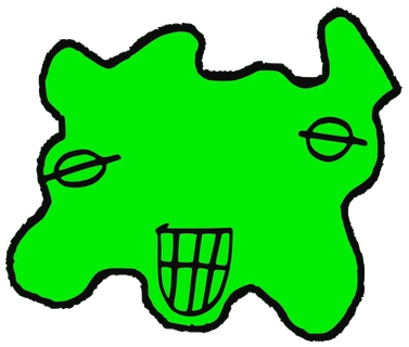 0, Tata #0794: a green Amoeba Tata, hand-drawn by Marcelo and Noel Morera (Tata 1000 Faces)