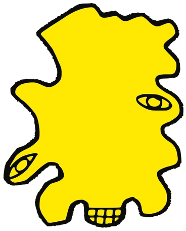 Goon S, Tata #0795: a yellow Amoeba Tata, hand-drawn by Marcelo and Noel Morera (Tata 1000 Faces)