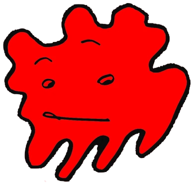Captain F, Tata #0798: a red Amoeba Tata, hand-drawn by Marcelo and Noel Morera (Tata 1000 Faces)