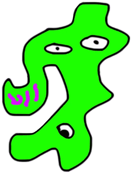 Kokoro 22, Tata #0800: a green Amoeba Tata, hand-drawn by Marcelo and Noel Morera (Tata 1000 Faces)