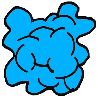 Saruwu, Tata #0801: a blue Amoeba Tata, hand-drawn by Marcelo and Noel Morera (Tata 1000 Faces)