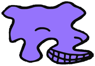 JJ, Tata #0810: a purple Amoeba Tata, hand-drawn by Marcelo and Noel Morera (Tata 1000 Faces)