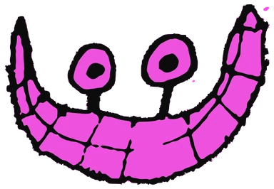 Quahajaja, Tata #0824: a blue and red Darwinism Tata, hand-drawn by Marcelo and Noel Morera (Tata 1000 Faces)