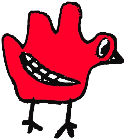 How to draw a Turkey, Tata #0828: a red Darwinism Tata, hand-drawn by Marcelo and Noel Morera (Tata 1000 Faces)