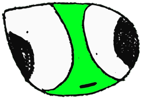 Double Dan, Tata #0830: a green Amoeba Tata, hand-drawn by Marcelo and Noel Morera (Tata 1000 Faces)