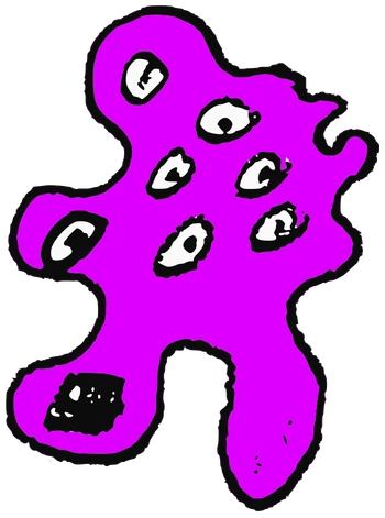 1000 Eyes Jimmy, Tata #0831: a pink Amoeba Tata, hand-drawn by Marcelo and Noel Morera (Tata 1000 Faces)