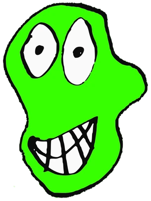 Soda Crac, Tata #0838: a green Amoeba Tata, hand-drawn by Marcelo and Noel Morera (Tata 1000 Faces)