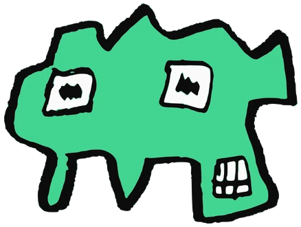 Peroron, Tata #0847: a green Latinx Tata, hand-drawn by Marcelo and Noel Morera (Tata 1000 Faces)