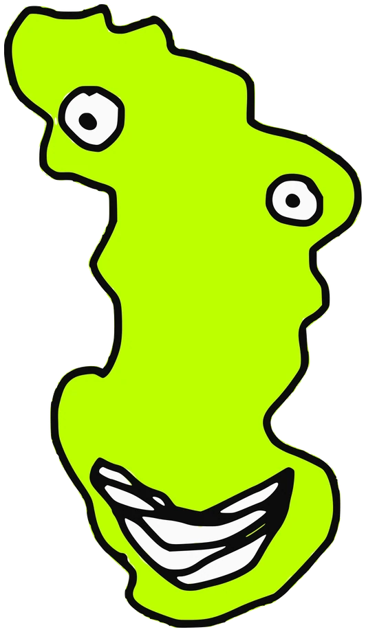 Drax Hop, Tata #0864: a lime Amoeba Tata, hand-drawn by Marcelo and Noel Morera (Tata 1000 Faces)