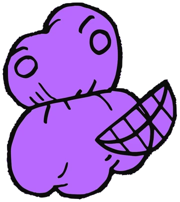 Cygnaceus, Tata #0868: a purple Amoeba Tata, hand-drawn by Marcelo and Noel Morera (Tata 1000 Faces)