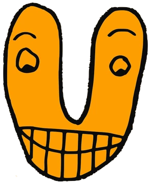 Balbro, Tata #0874: a orange Amoeba Tata, hand-drawn by Marcelo and Noel Morera (Tata 1000 Faces)