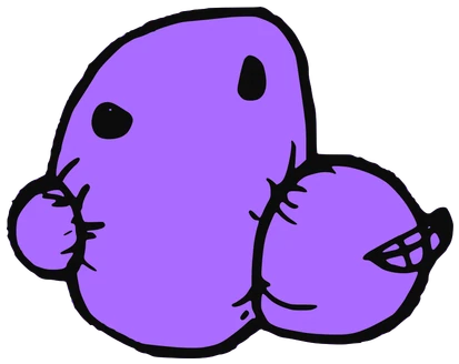 Kurzeg, Tata #0885: a purple Amoeba Tata, hand-drawn by Marcelo and Noel Morera (Tata 1000 Faces)
