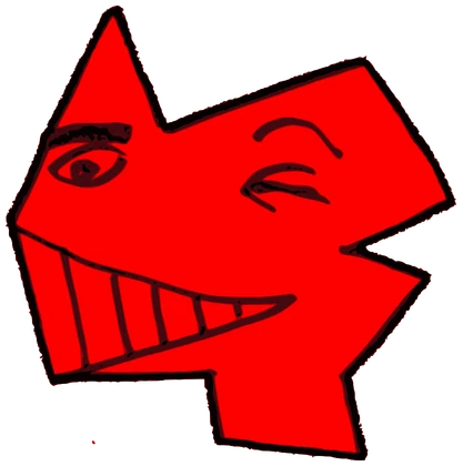 Winker, Tata #0892: a red Latinx Tata, hand-drawn by Marcelo and Noel Morera (Tata 1000 Faces)