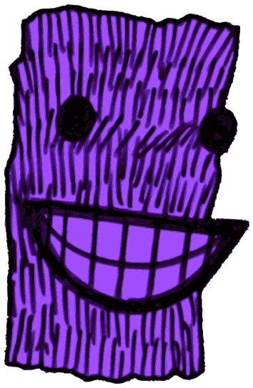Porku, Tata #0898: a purple Darwinism Tata, hand-drawn by Marcelo and Noel Morera (Tata 1000 Faces)