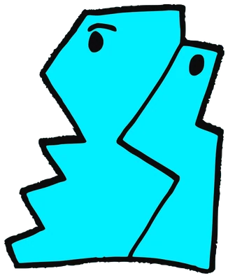 Cubist, Tata #0903: a cyan Tareco Tata, hand-drawn by Marcelo and Noel Morera (Tata 1000 Faces)