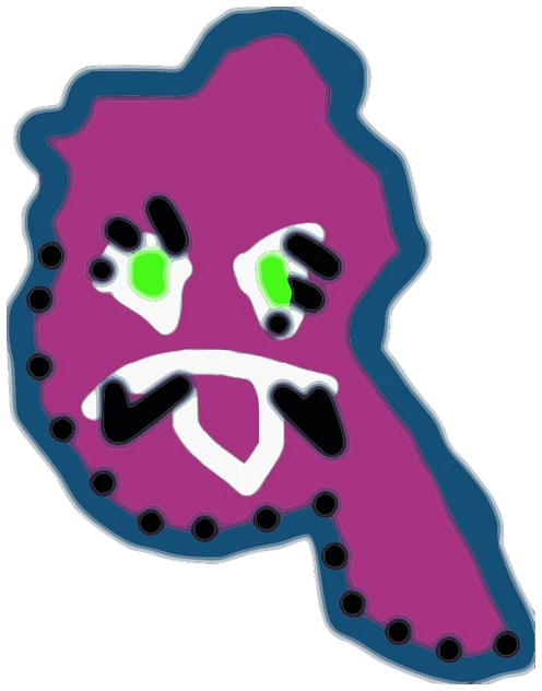 AIA, Tata #0906: a purple Amoeba Tata, hand-drawn by Marcelo and Noel Morera (Tata 1000 Faces)