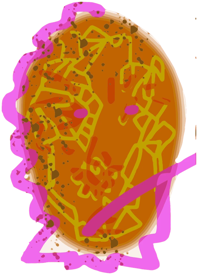 Kinzzzz, Tata #0907: a orange and purple with yellow, green and white details Kinzzzz Tata, hand-drawn by Marcelo and Noel Morera (Tata 1000 Faces)