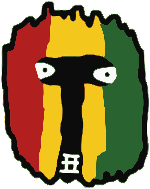 Rastata, Tata #0915: a green,yellow and red Darwinism Tata, hand-drawn by Marcelo and Noel Morera (Tata 1000 Faces)