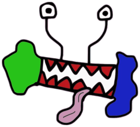 Maskata, Tata #0917: a blue and green Darwinism Tata, hand-drawn by Marcelo and Noel Morera (Tata 1000 Faces)