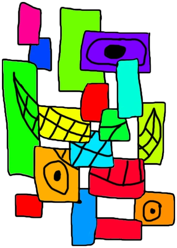 Mosaic, Tata #0918: a multicolor Darwinism Tata, hand-drawn by Marcelo and Noel Morera (Tata 1000 Faces)