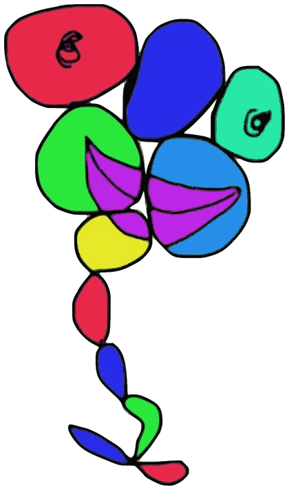 Balloons, Tata #0932: a multicolor Darwinism Tata, hand-drawn by Marcelo and Noel Morera (Tata 1000 Faces)