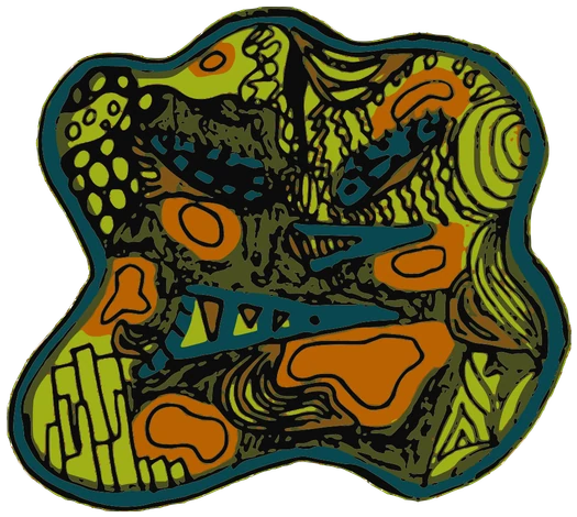 Symbiote, Tata #0938: a multicolor green Kinzzzz Tata, hand-drawn by Marcelo and Noel Morera (Tata 1000 Faces)