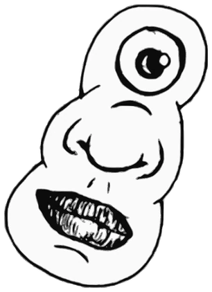Mike Wazowski, Tata #0945: a black and white Halzzzzi Tata, hand-drawn by Marcelo and Noel Morera (Tata 1000 Faces)